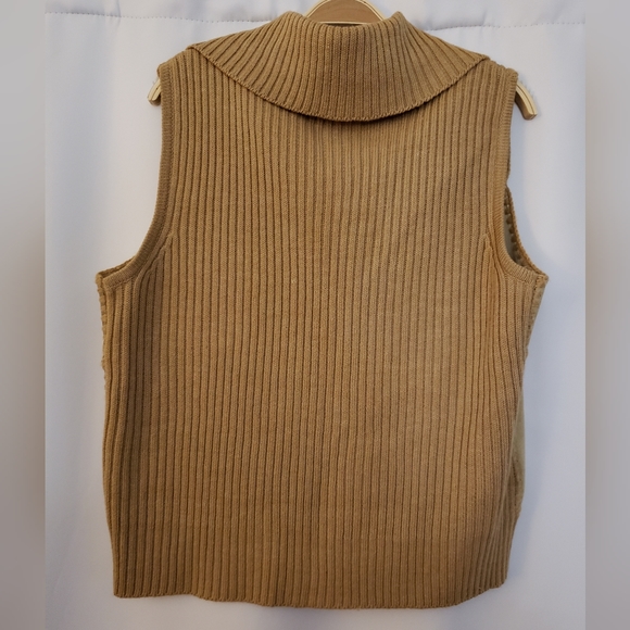 VTG Designers Studio Originals Womens Suede Sweater Vest Tan Full Zip Size M - Picture 2 of 4